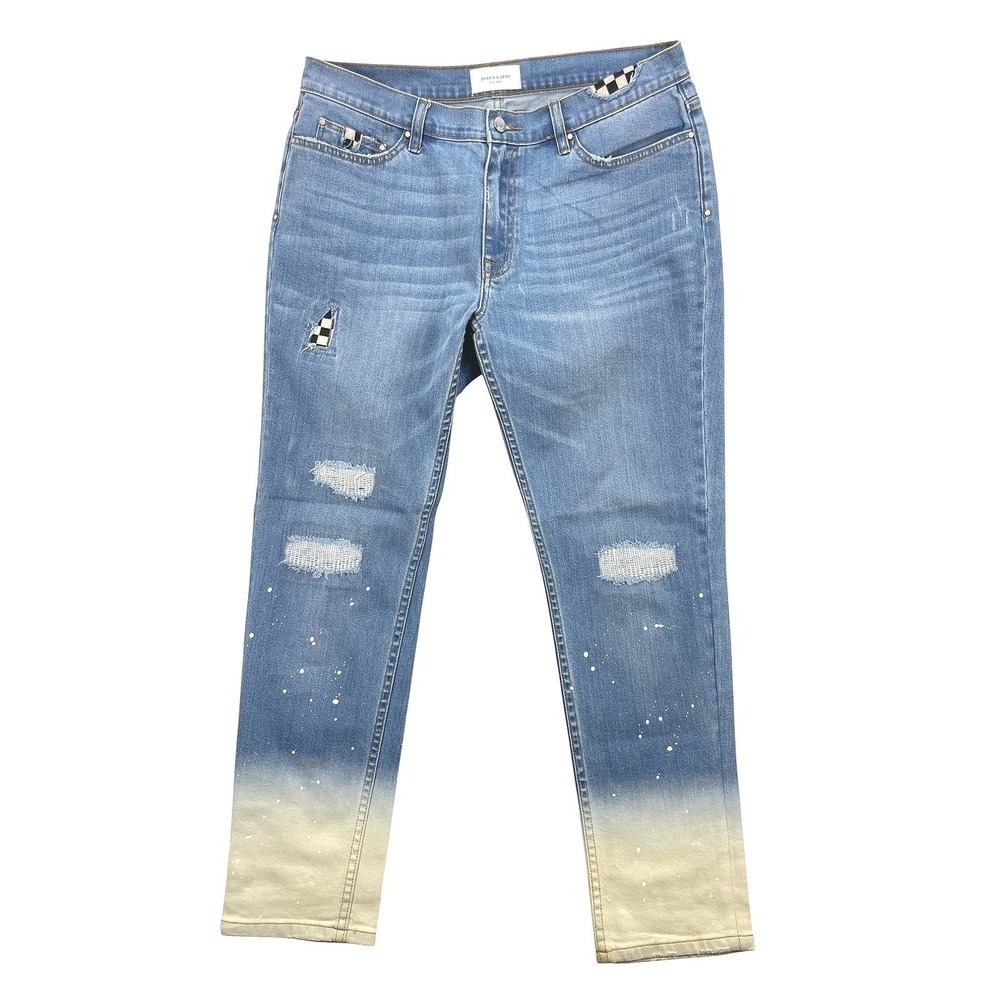 Ovadia & Sons Jeans Men's 36 Slim Distressed Dip Dye Ombre Denim Pants Casual